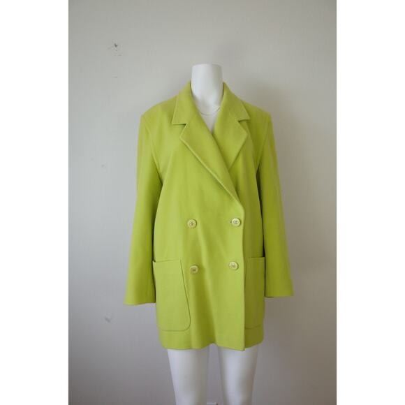 Lime Green Vintage Escada by Margaretha Ley Wool Cashmere Blazer Jacket 38 M - Picture 8 of 14